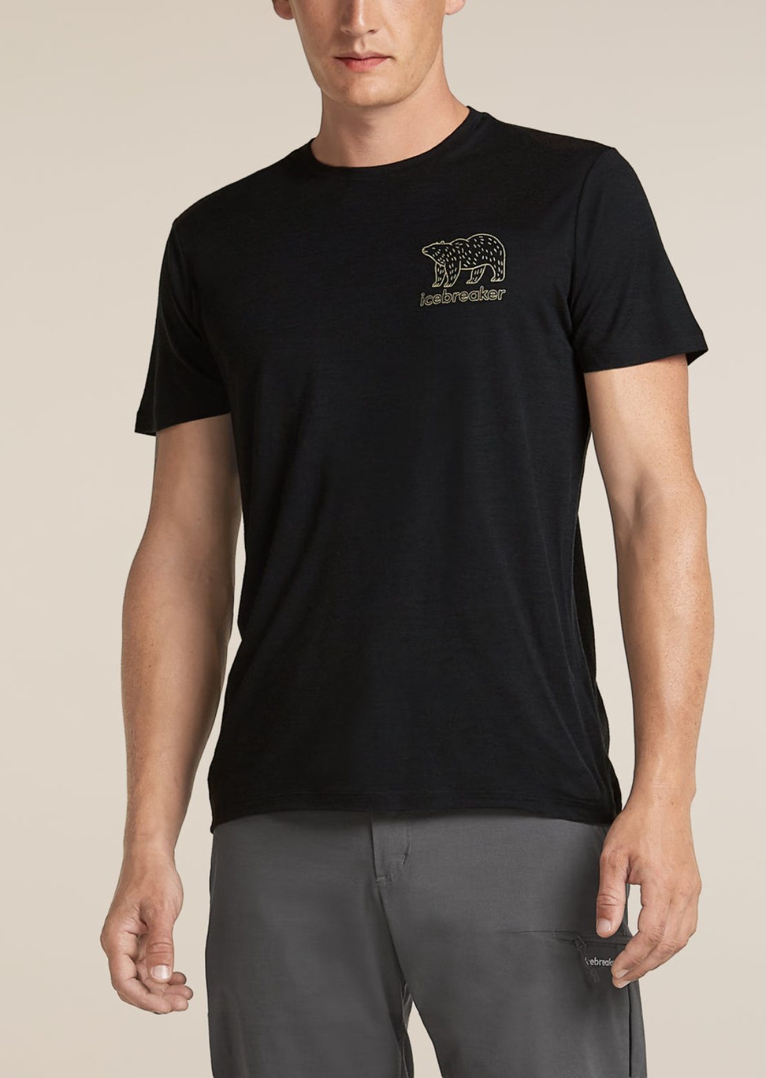 Icebreaker Men's Merino 150 Oasis Lite Forest Footsteps T-Shirt Black