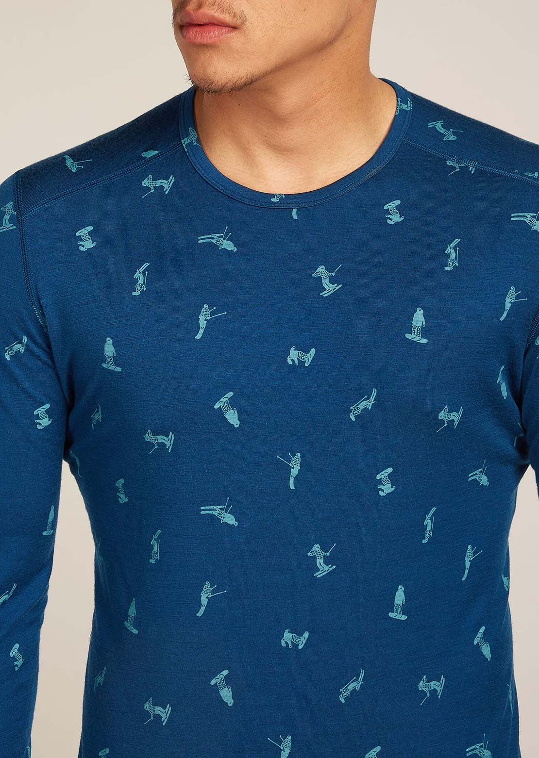 Icebreaker Men's Merino 200 Oasis GRX2 Long Sleeve Crewe Thermal Top Atlantis/Topaz/Aop