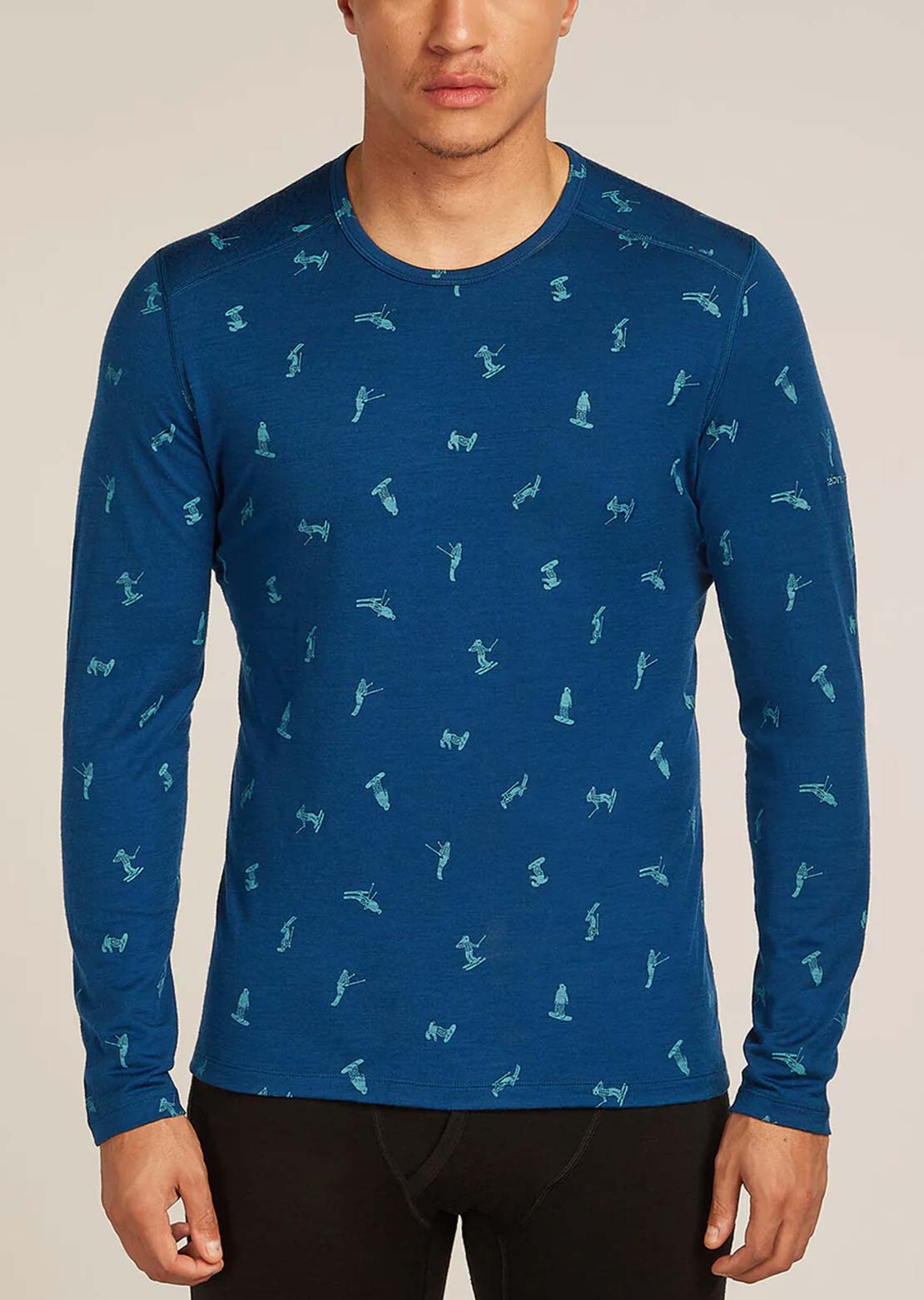 Icebreaker Men's Merino 200 Oasis GRX2 Long Sleeve Crewe Thermal Top Atlantis/Topaz/Aop