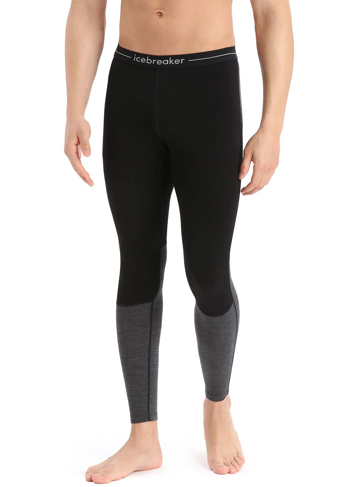 Icebreaker Men's Merino 200 ZoneKnit 3/4 Leggings Black/Jet Heather/Cb