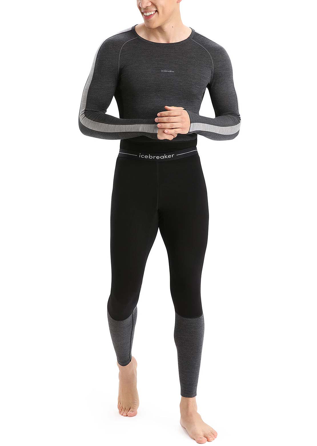 Icebreaker Men's Merino 200 ZoneKnit 3/4 Leggings Black/Jet Heather/Cb