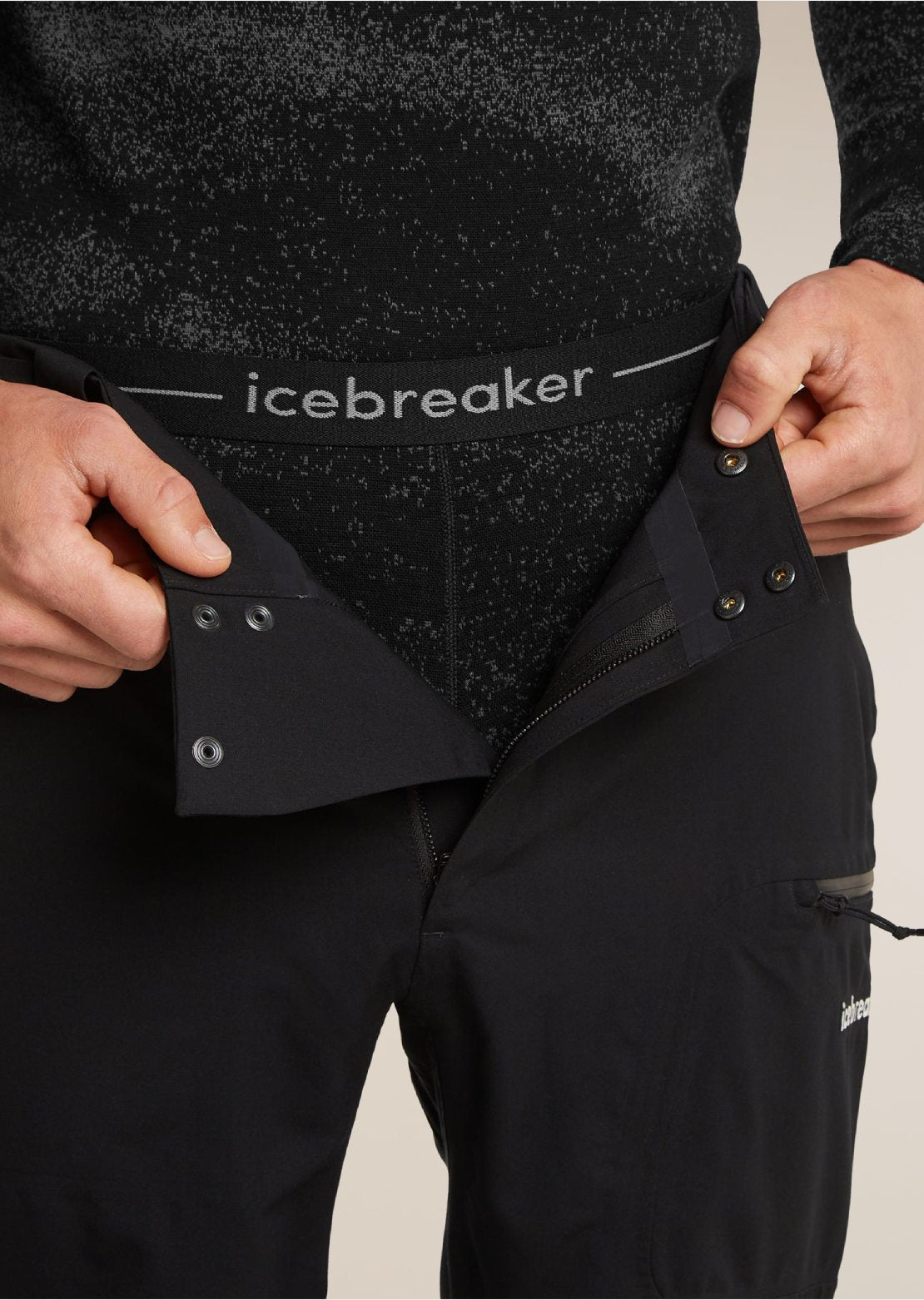 Icebreaker Men's Merino 260 Oasis Vertex Chillwave Leggings Black/Obsidian/J