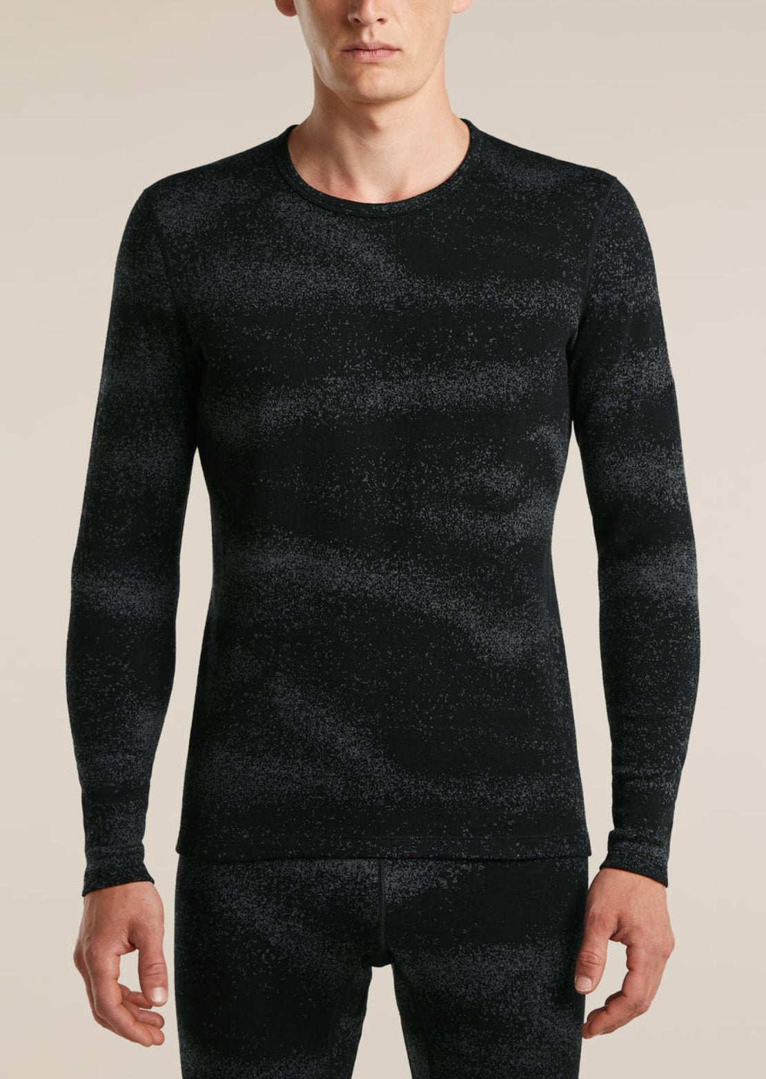 Icebreaker Men's Merino 260 Oasis Vertex Crewe Chillwave Long Sleeve Black/Obsidian/J