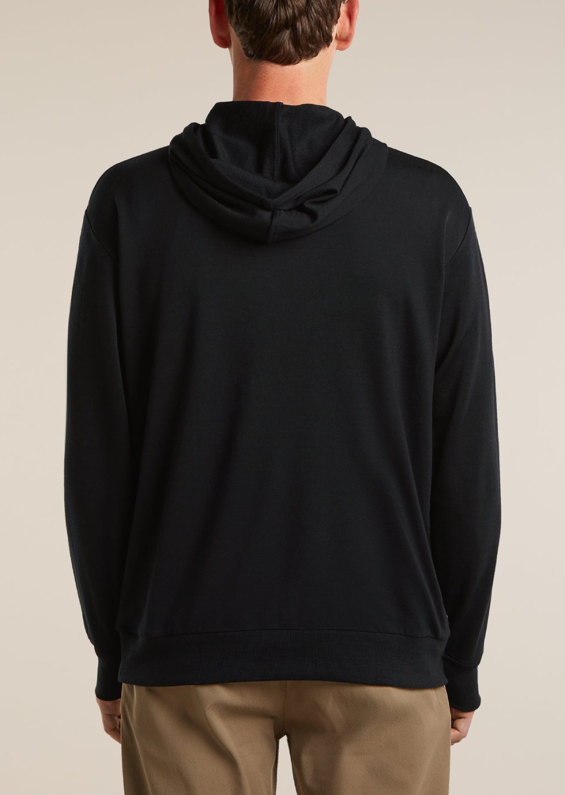 Icebreaker Men's Merino Blend 150 Drift Long Sleeve Hood Black