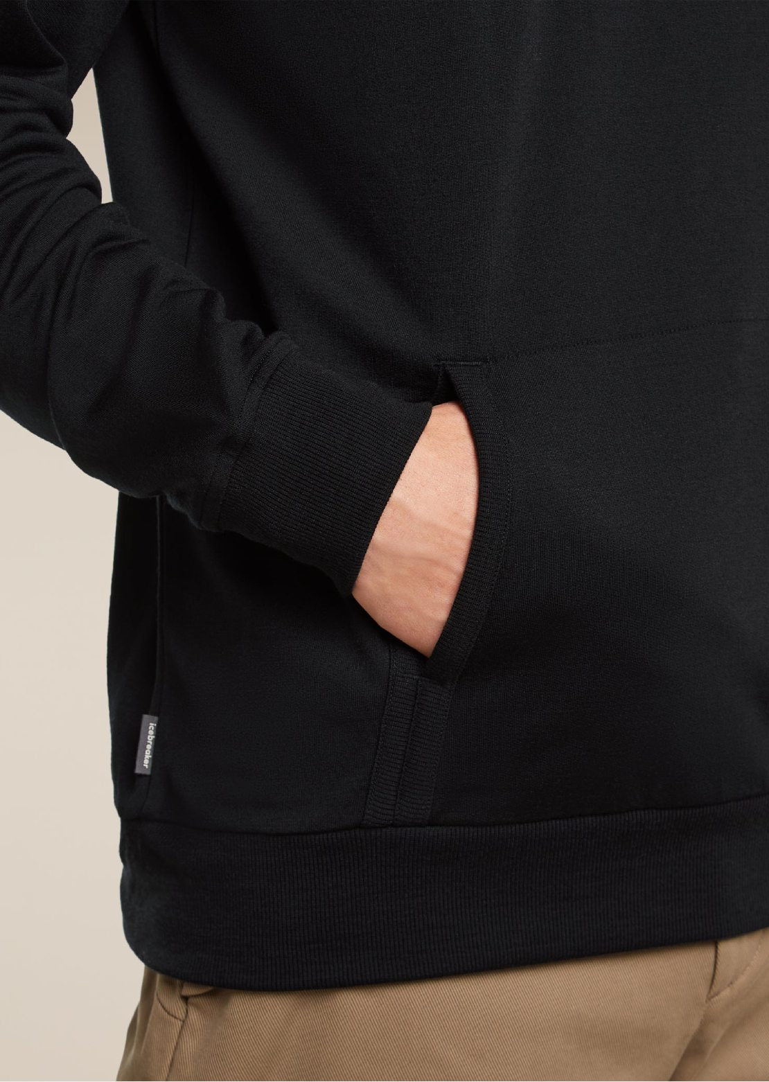 Icebreaker Men's Merino Blend 150 Drift Long Sleeve Hood Black