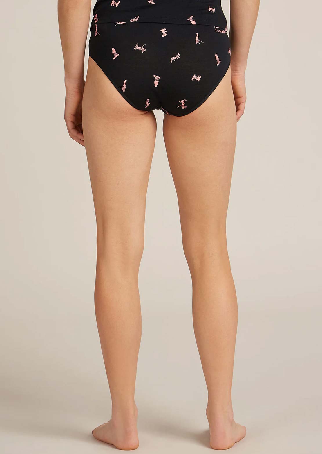 Icebreaker Women's Merino 150 Siren Hipkini Snow Day Bottom Black/Acid Pink/Aop