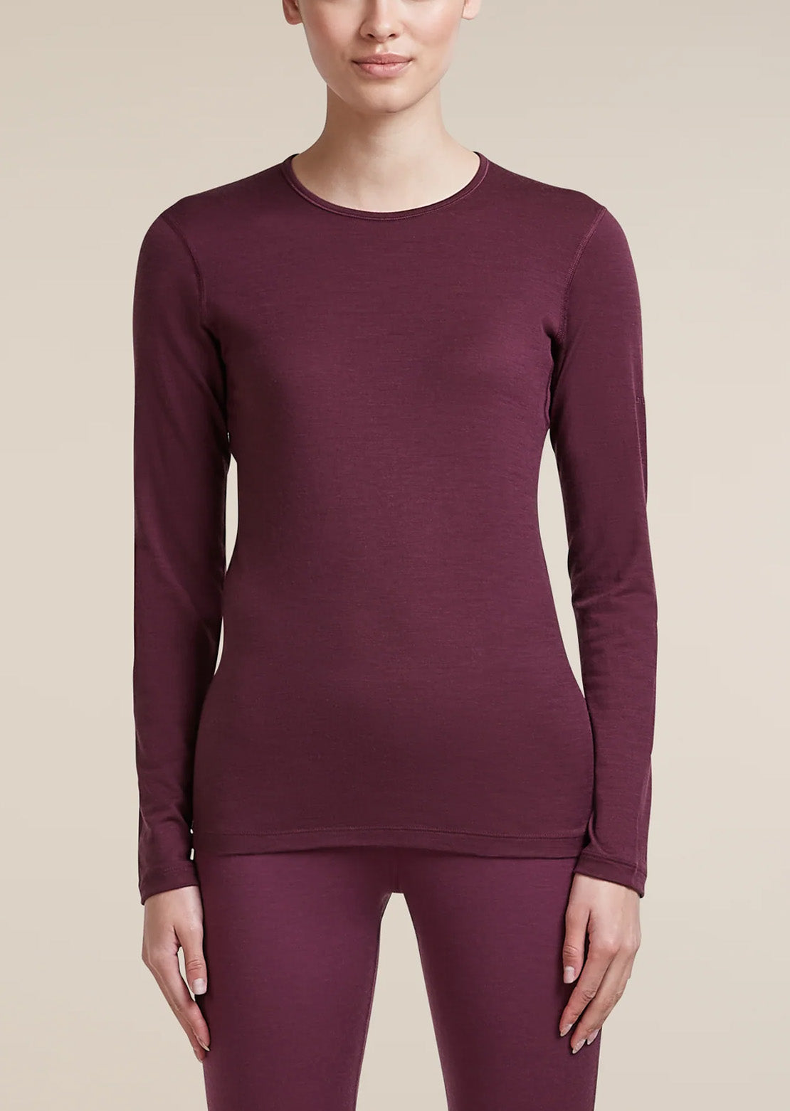 Icebreaker Women's Merino 200 Oasis Crewe Long Sleeve Dark Berry