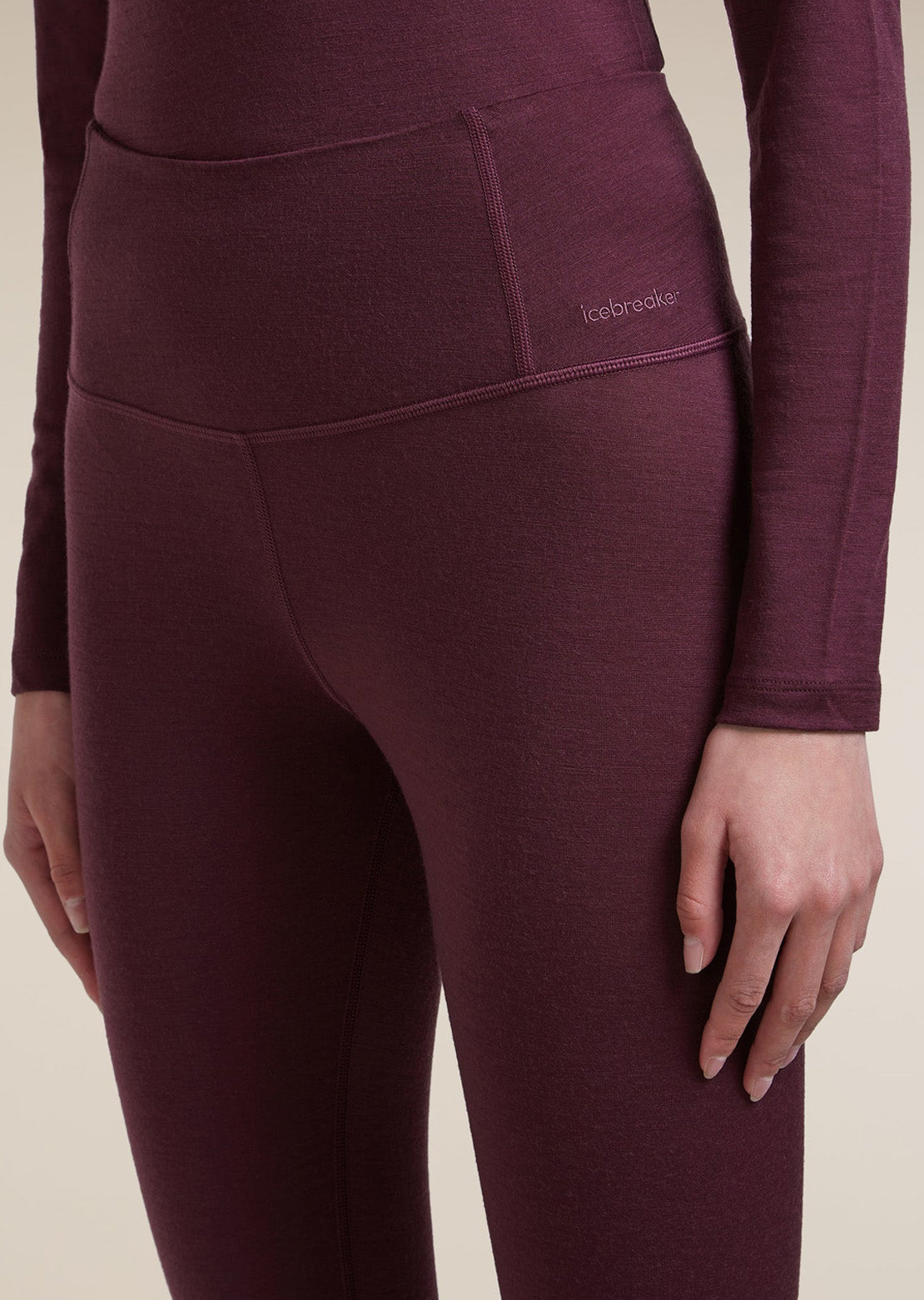 Icebreaker Women's Merino 200 Oasis High Rise Leggings Dark Berry