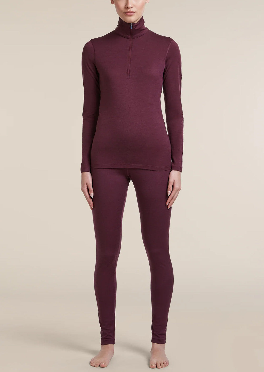 Icebreaker Women's Merino 200 Oasis High Rise Leggings Dark Berry