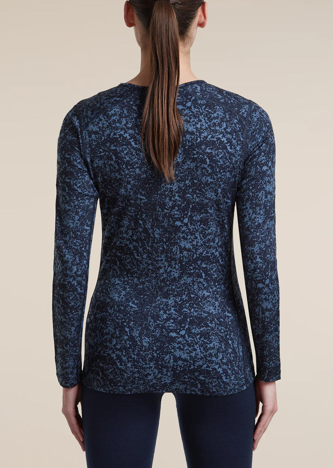 Icebreaker Women's Merino 200 Oasis Moss Bloom AOP Crewe Long Sleeve Midnight Navy/Dawn/AOP