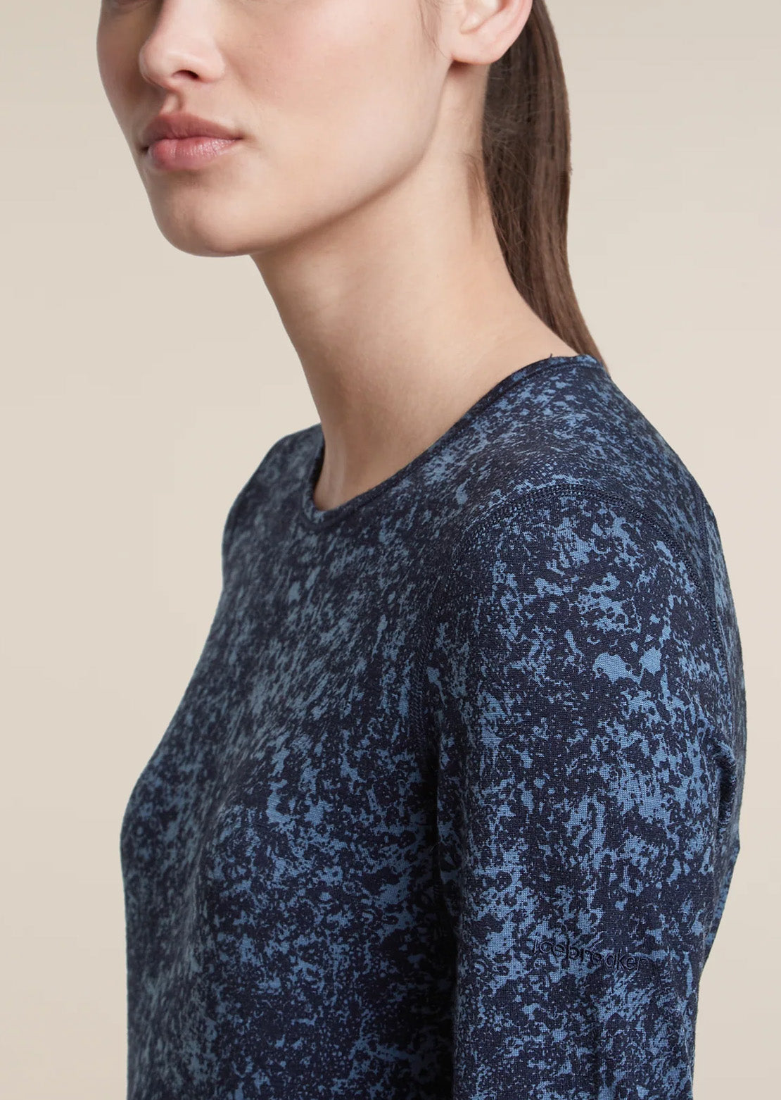 Icebreaker Women's Merino 200 Oasis Moss Bloom AOP Crewe Long Sleeve Midnight Navy/Dawn/AOP