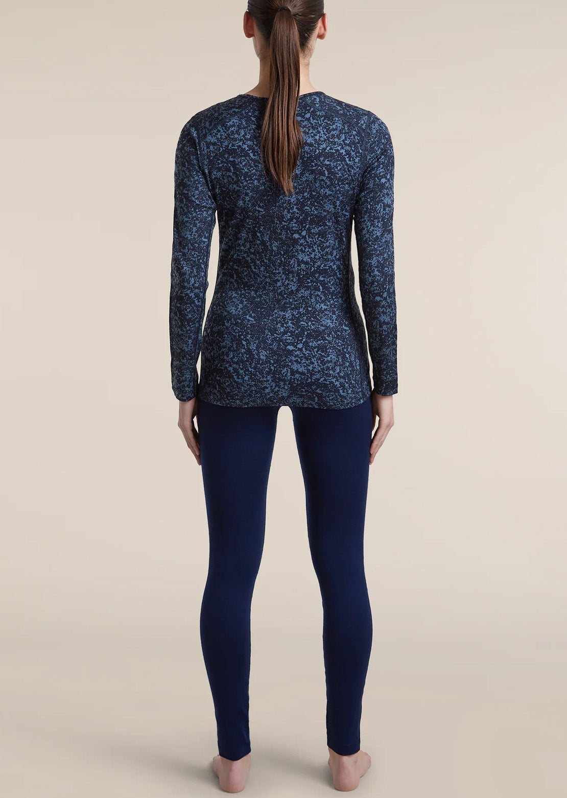 Icebreaker Women's Merino 200 Oasis Moss Bloom AOP Crewe Long Sleeve Midnight Navy/Dawn/AOP