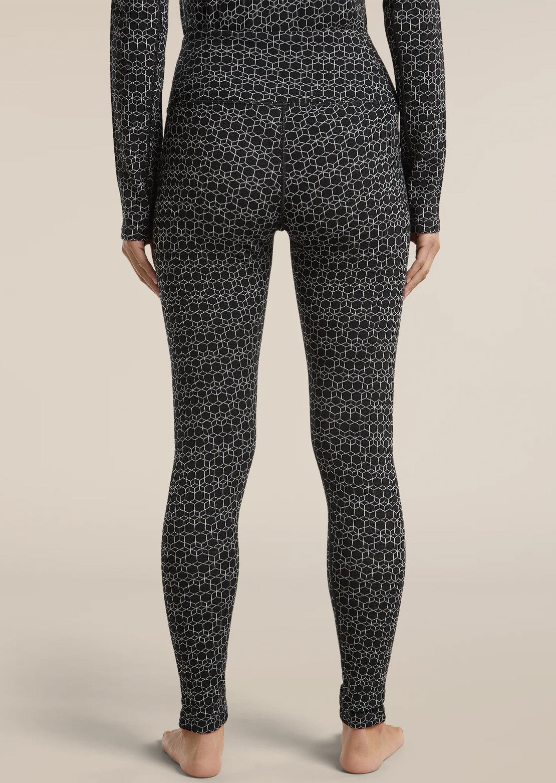 Icebreaker Women's Merino 260 Oasis Vertex Alpine Geo High Rise Leggings Black/Snow/J