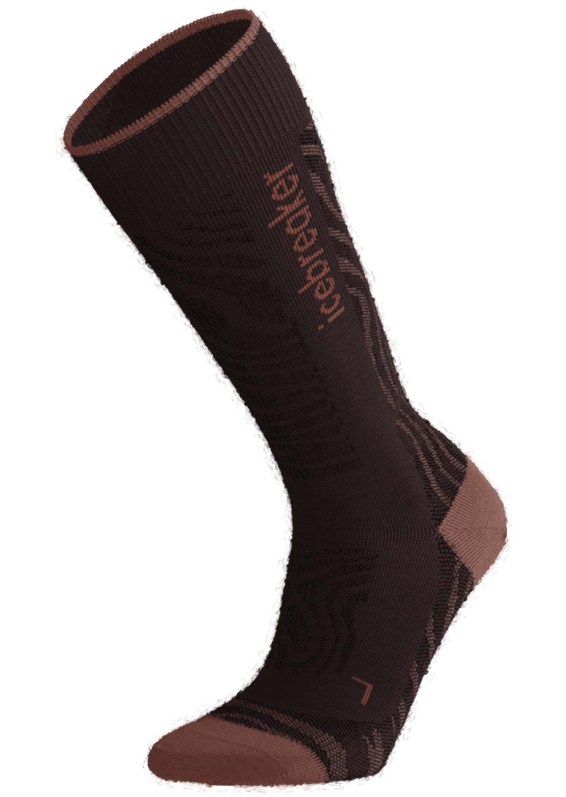 Icebreaker Women&#39;s Merino Blend Ski+ Medium OTC Mountain Contour Socks Bitterswee/Cedarwoo/Black