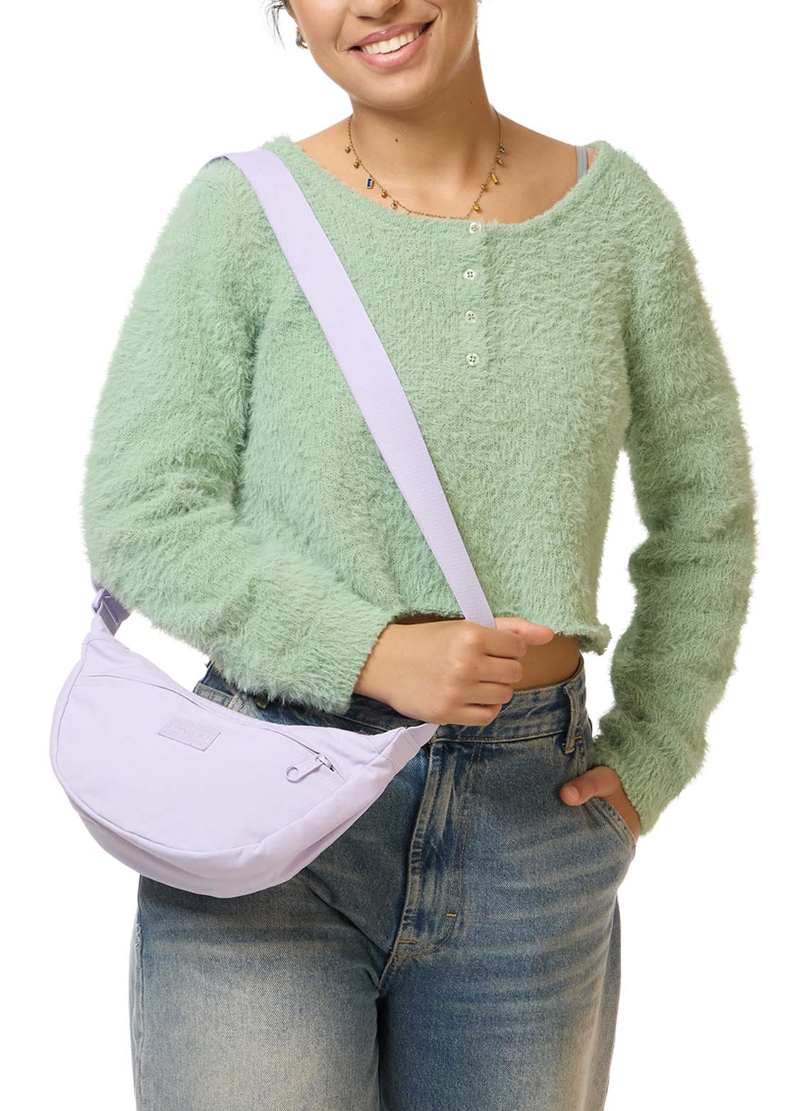 Jansport Unisex Unphased Small Crossbody Bag Soft Nylon Pastel Lilac