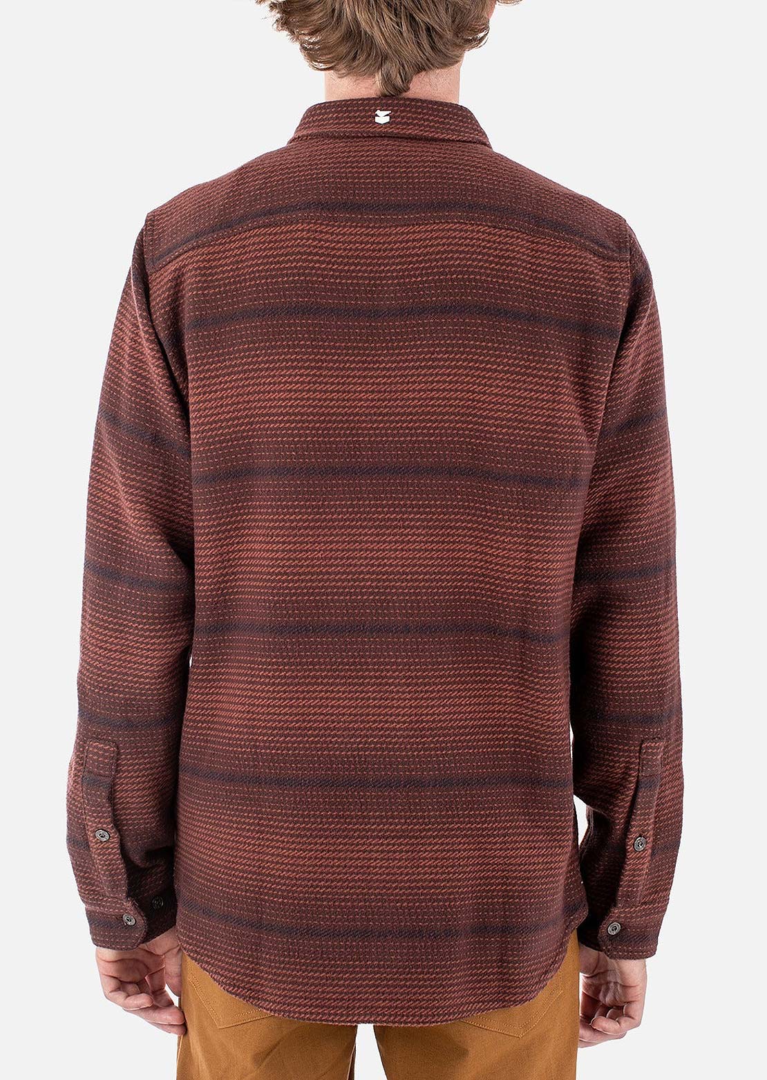 Jetty Men&#39;s Horizon Flannel Button Up Shirt Oxblood Black