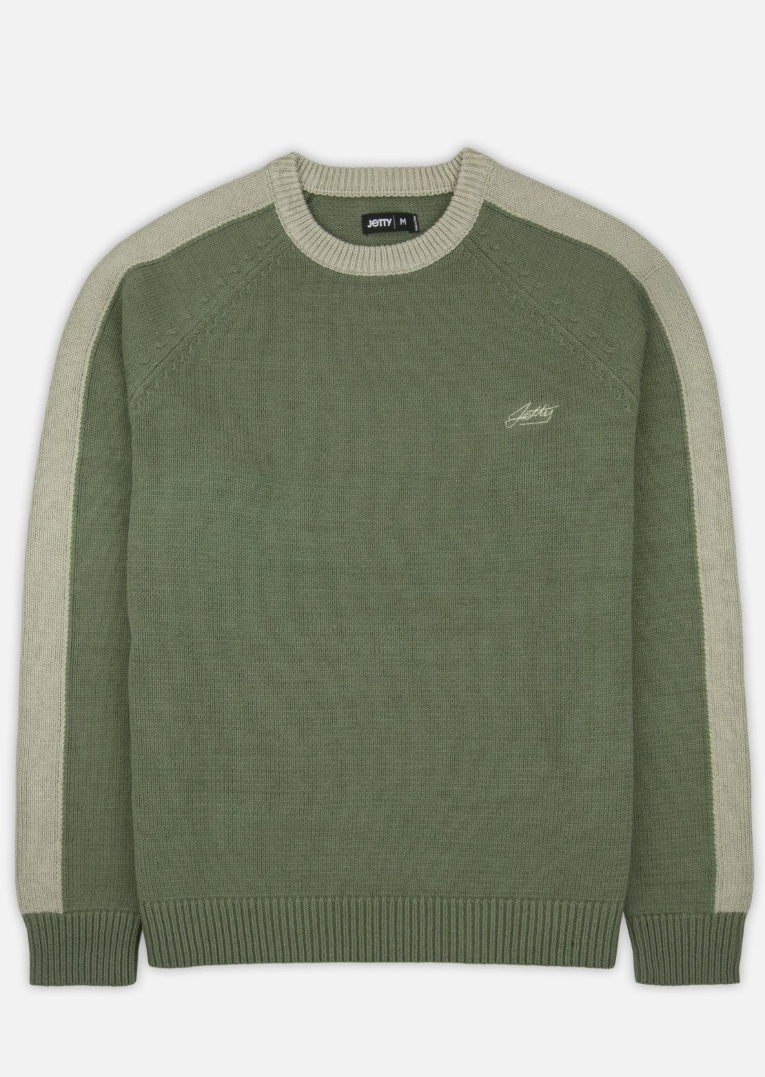 Jetty Men's Nova Striped Sleeve Sweater Olive