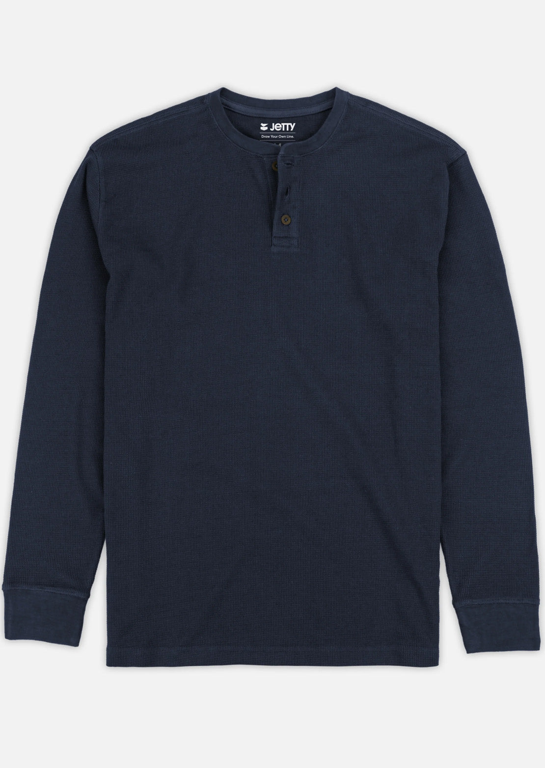 Jetty Men's Seabed Waffle Henley Long Sleeve Navy