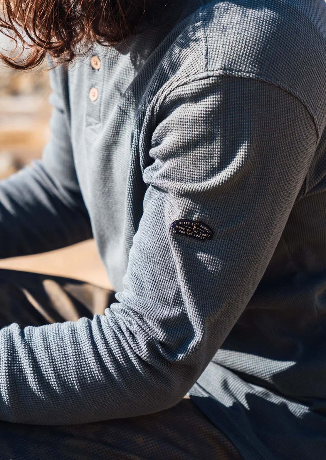 Jetty Men's Seabed Waffle Henley Long Sleeve
