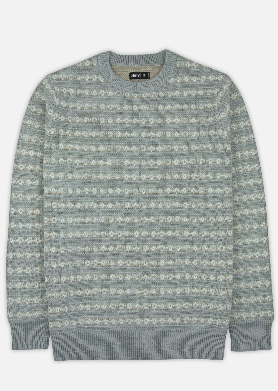 Jetty Men's Strata Fairisle Stripe Sweater Grey