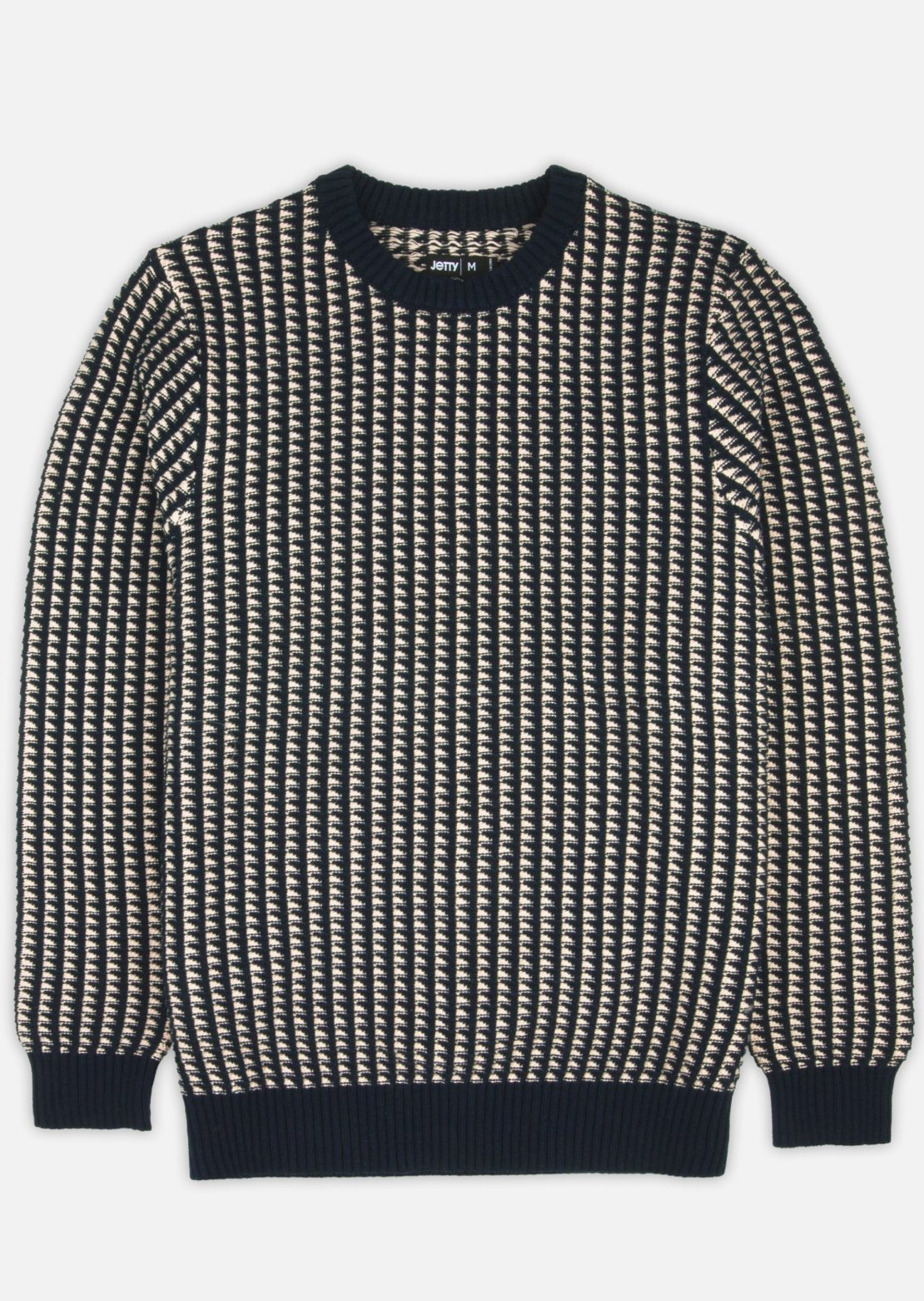 Jetty Men's Tiller Grid Sweater Ivory