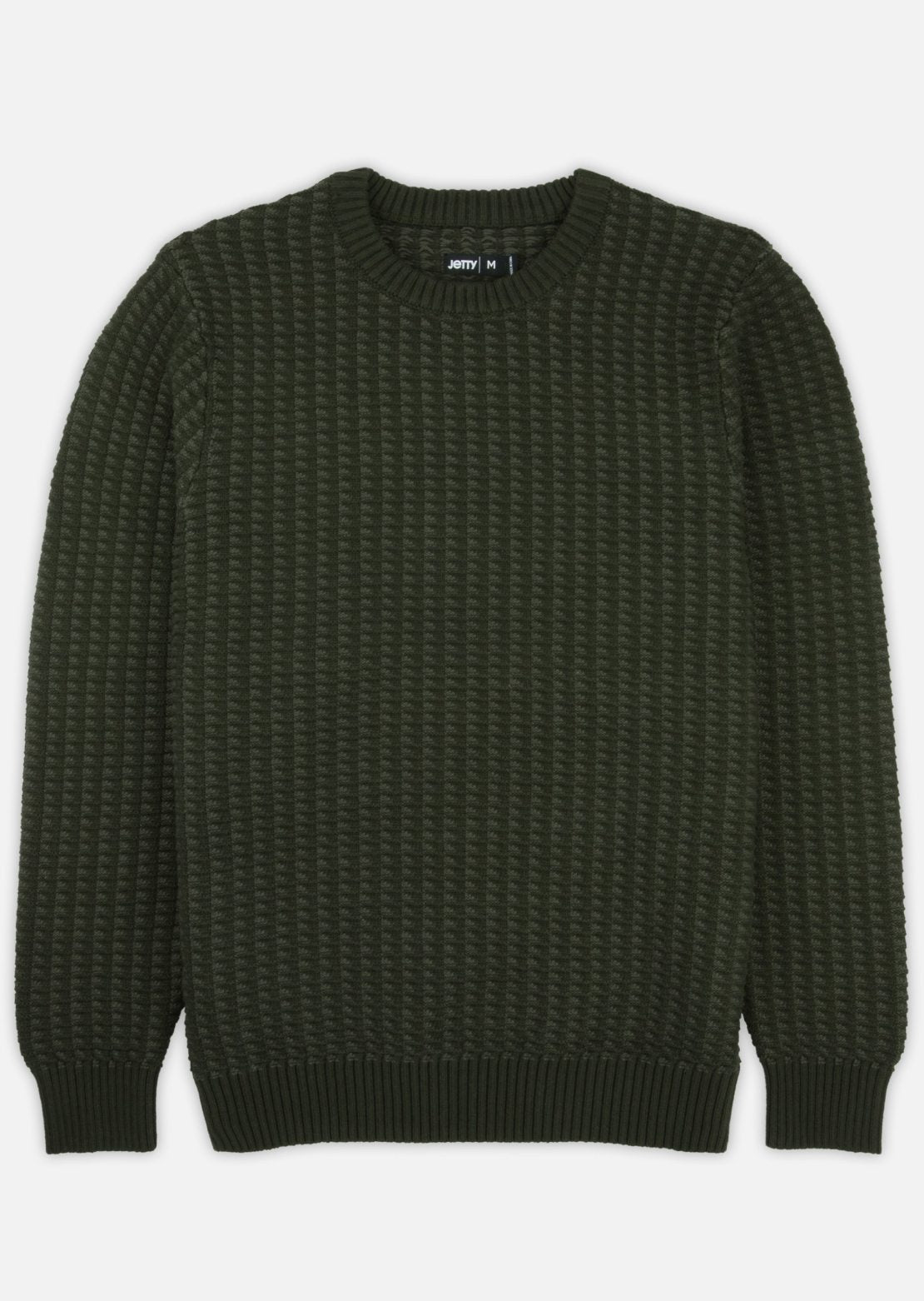Jetty Men's Tiller Grid Sweater Olive