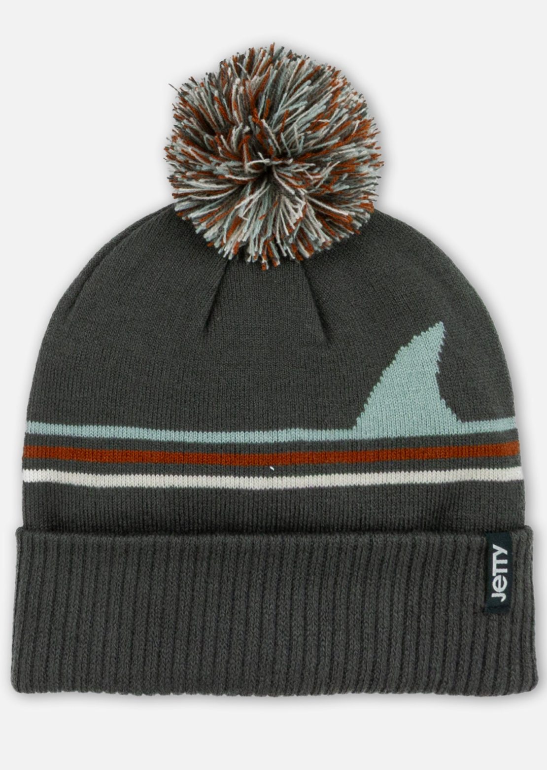 Jetty Unisex Fin Pom Beanie Charcoal