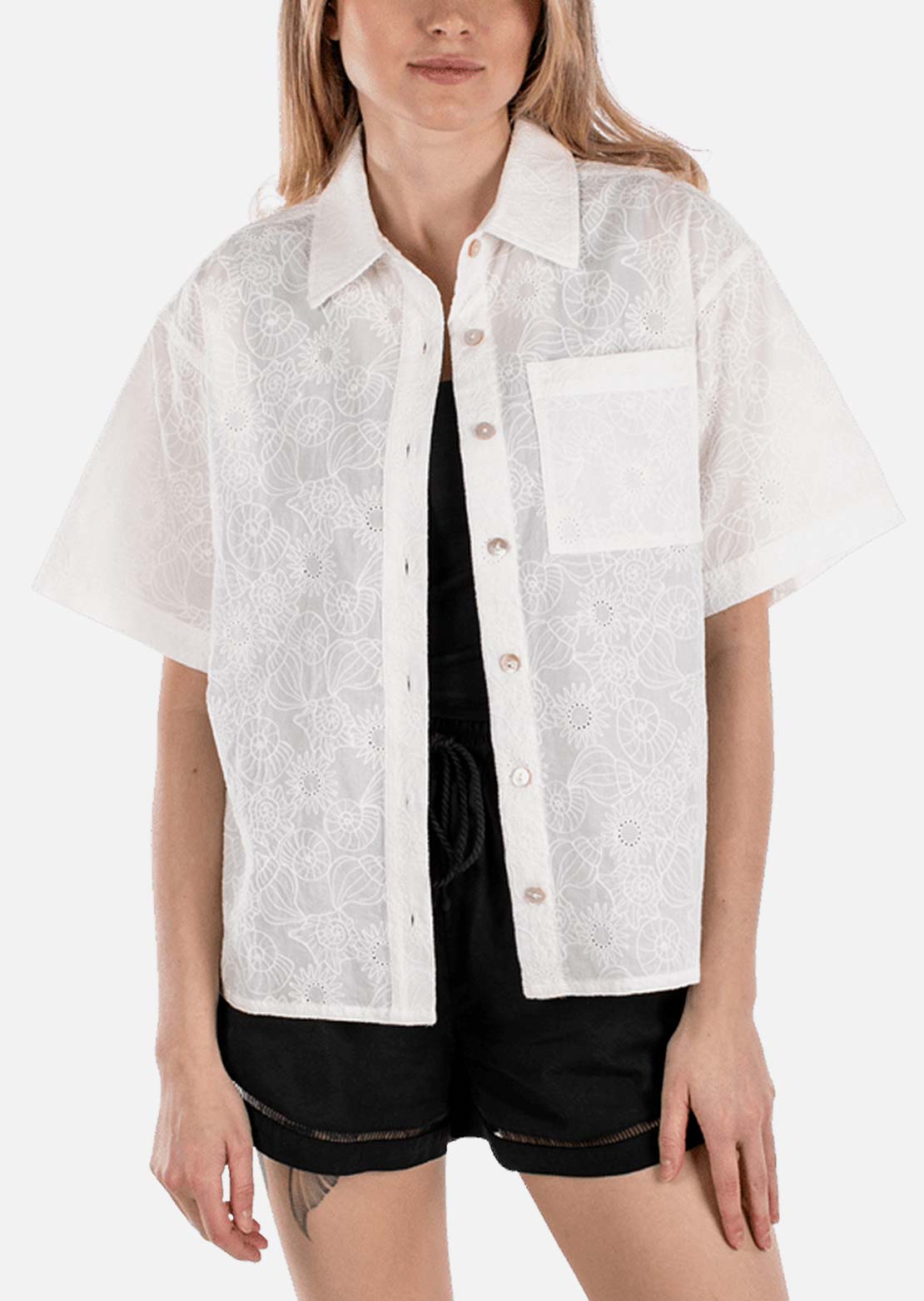 Jetty Women's Cape Cod Cotton Button Up Shirt White