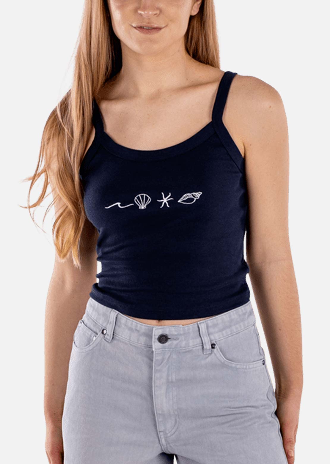 Jetty Women's Coquille Crop Tank Top Navy