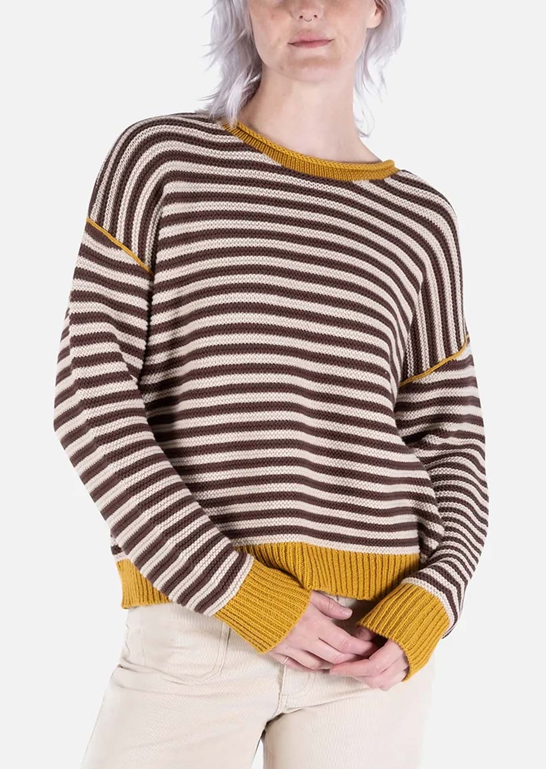 Jetty Women's Ella Striped Sweater Tan
