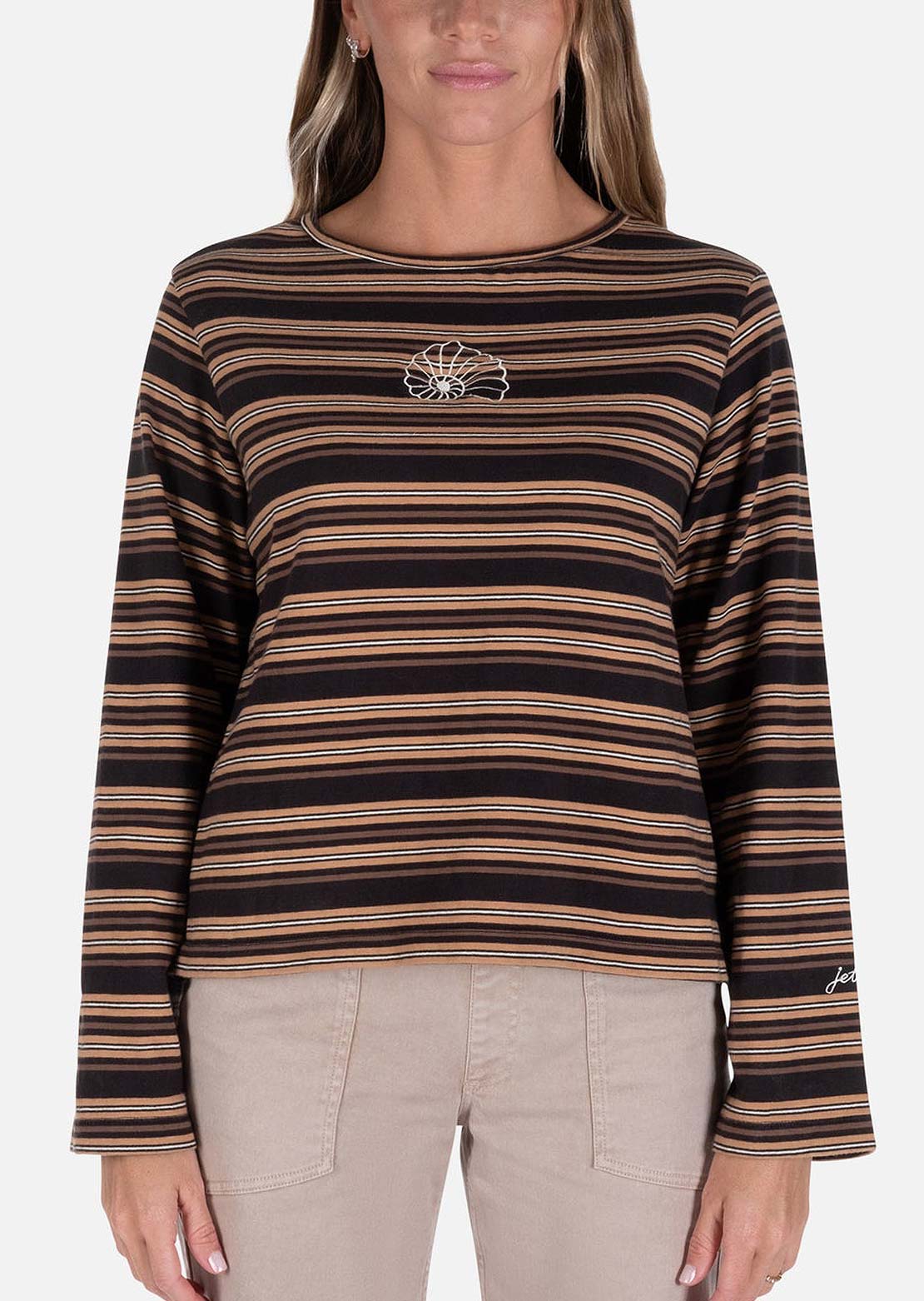 Jetty Women's Hollis Striped Heavyweight Long Sleeve Black