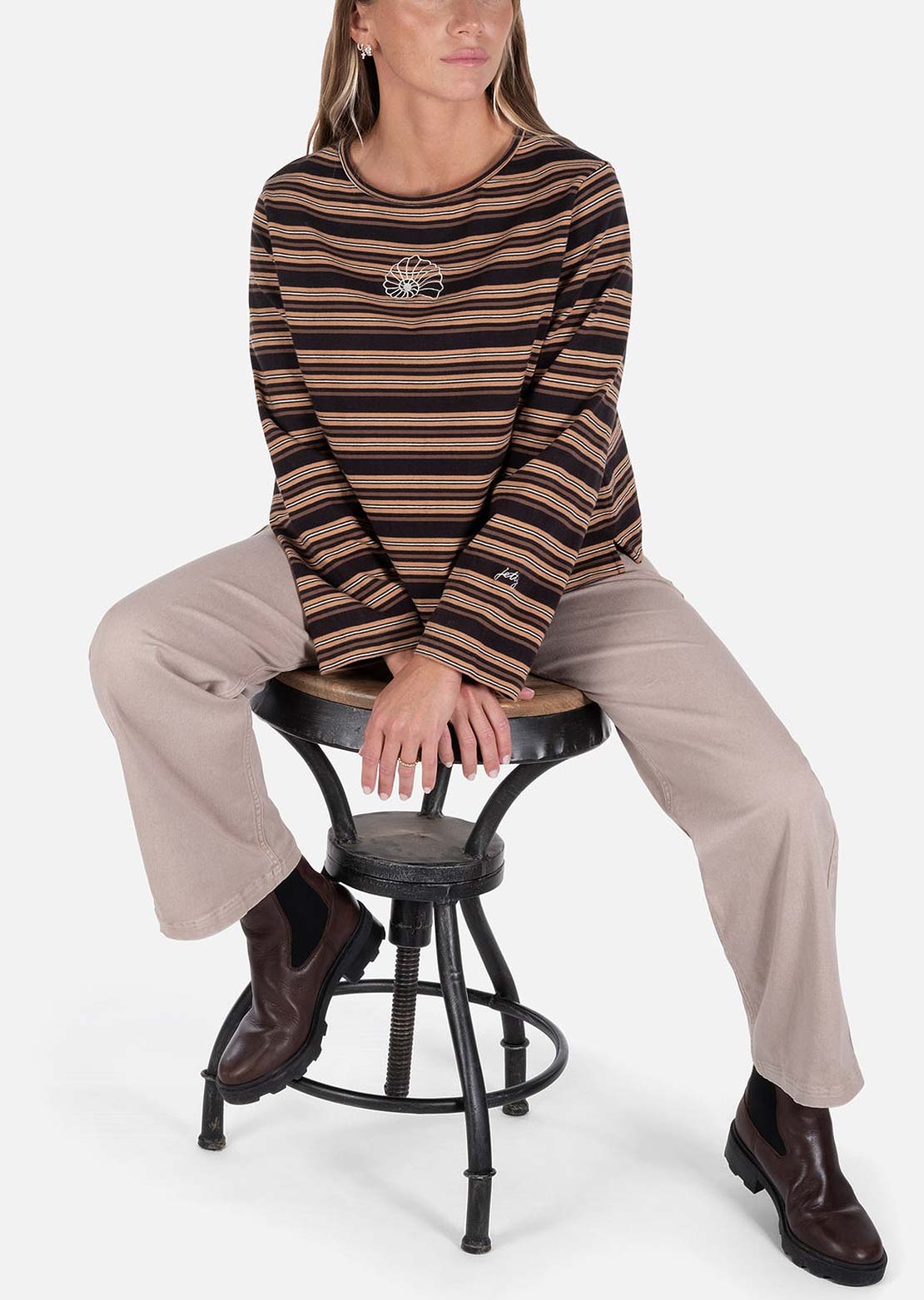 Jetty Women's Hollis Striped Heavyweight Long Sleeve Black