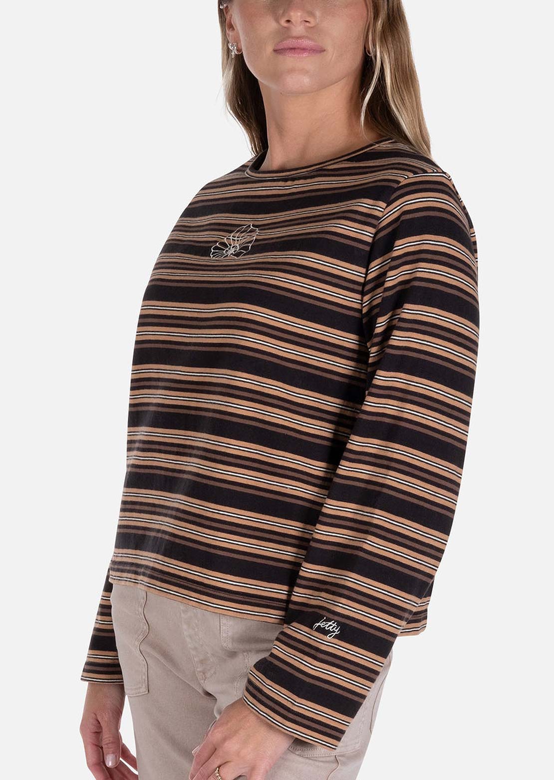 Jetty Women's Hollis Striped Heavyweight Long Sleeve Black