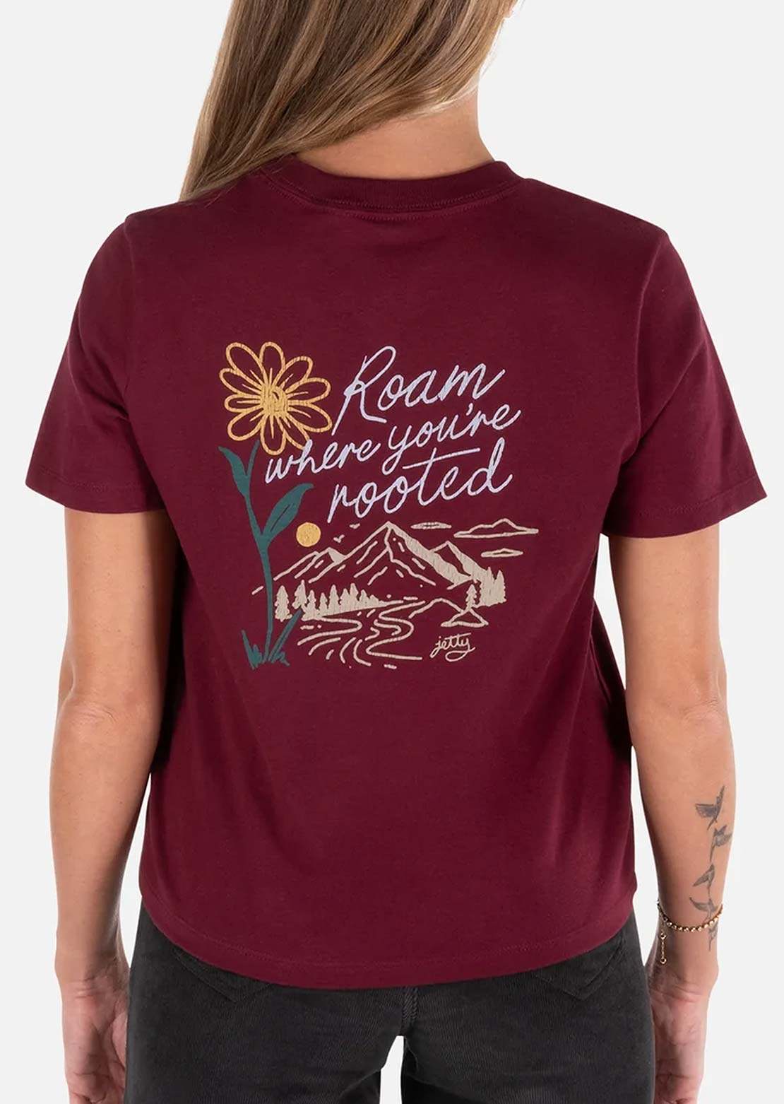 Jetty Women's Roam Heavyweight T-Shirt Maroon
