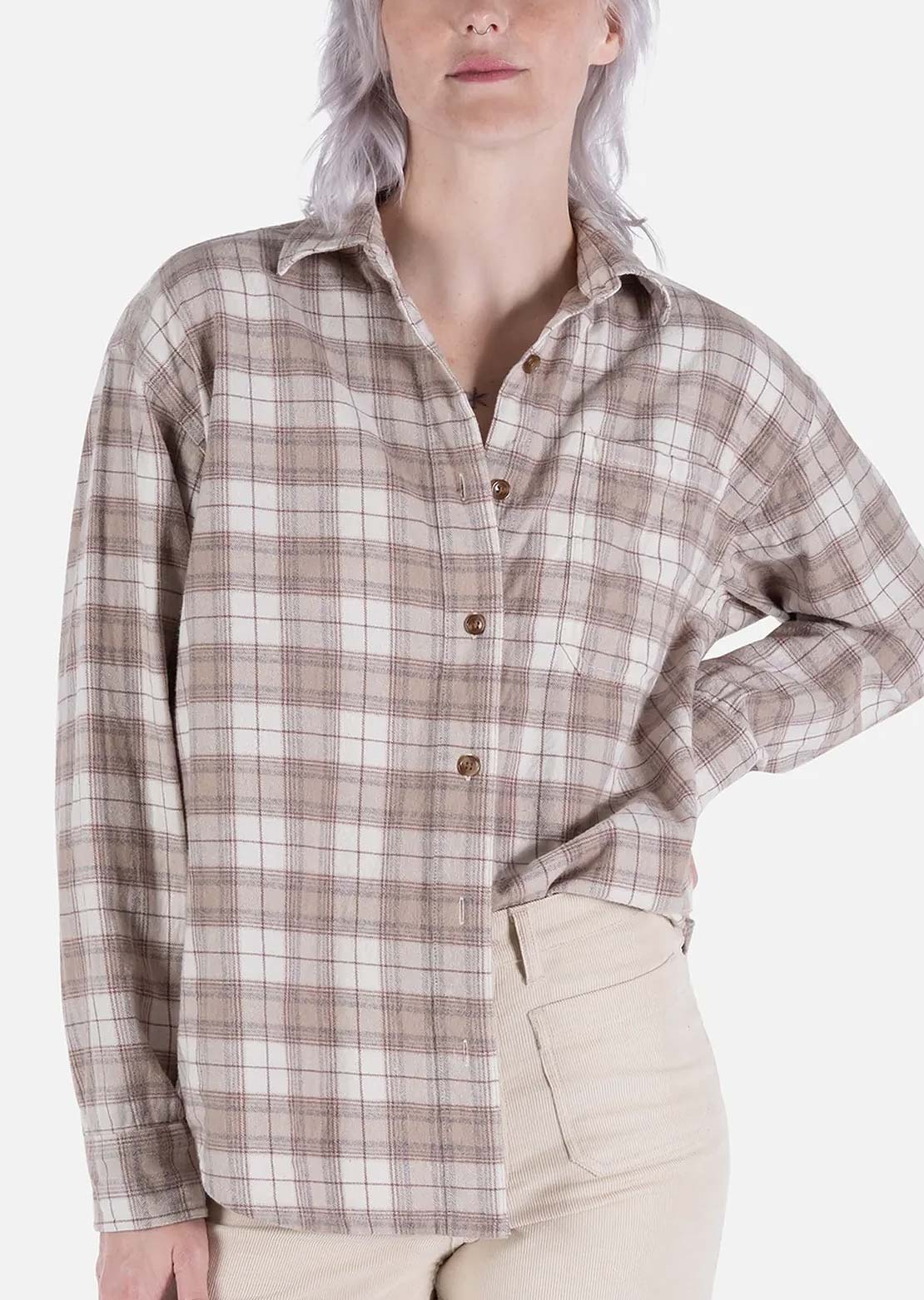 Jetty Women's Wander Flannel Button Up Shirt Ivory
