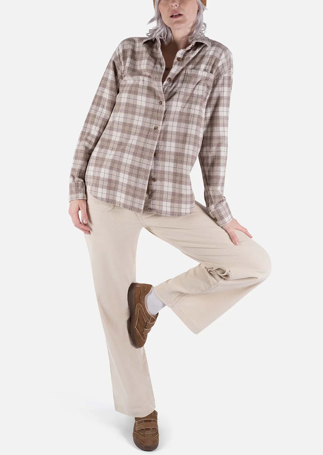 Jetty Women's Wander Flannel Button Up Shirt Ivory