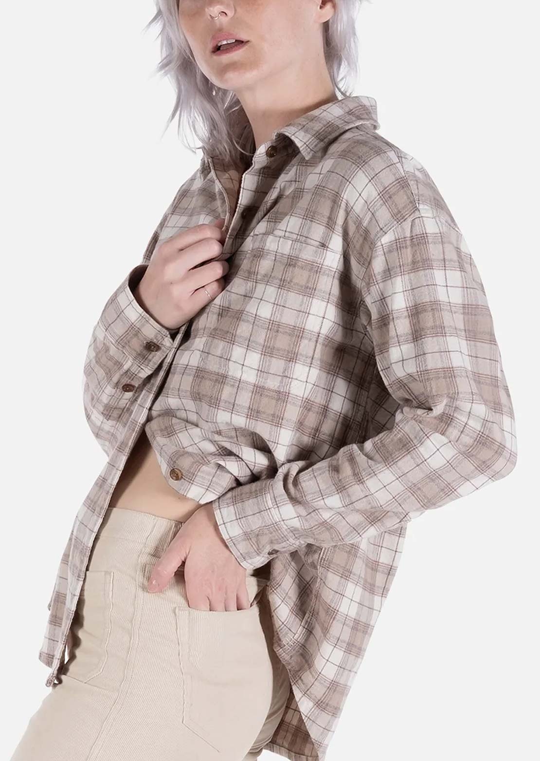 Jetty Women's Wander Flannel Button Up Shirt Ivory