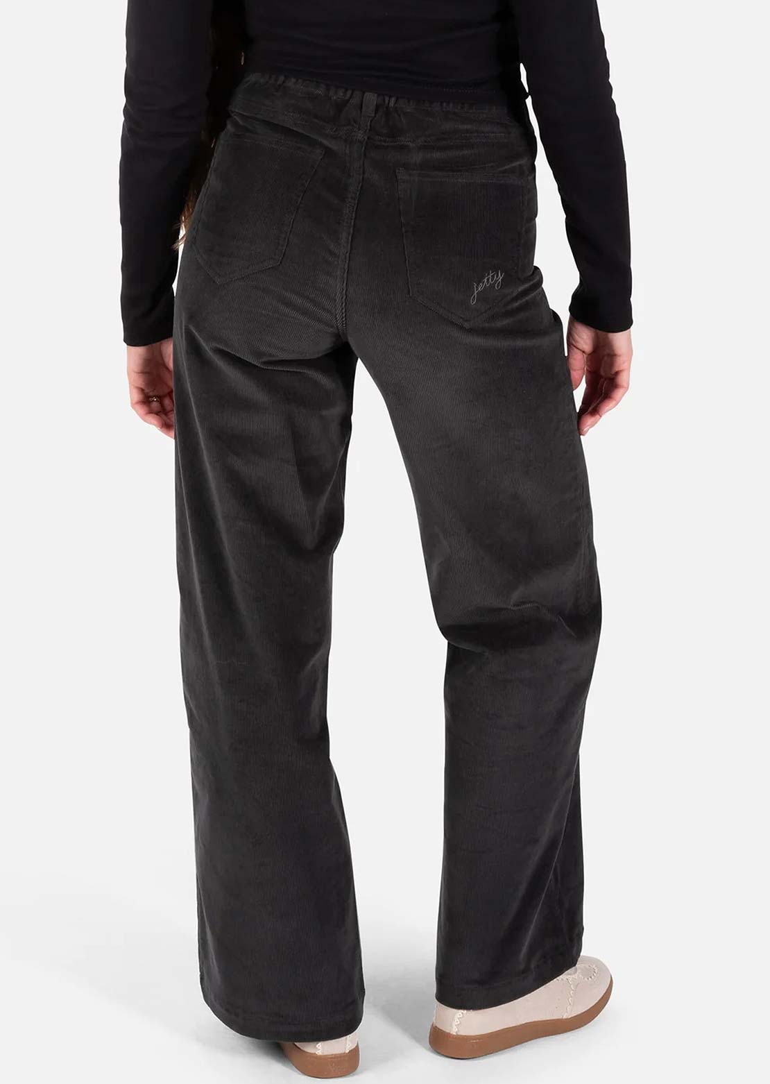 Jetty Women's Whaler Corduroy Wide Leg Pants Charcoal