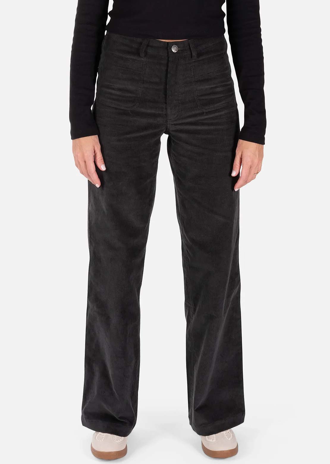 Jetty Women's Whaler Corduroy Wide Leg Pants Charcoal