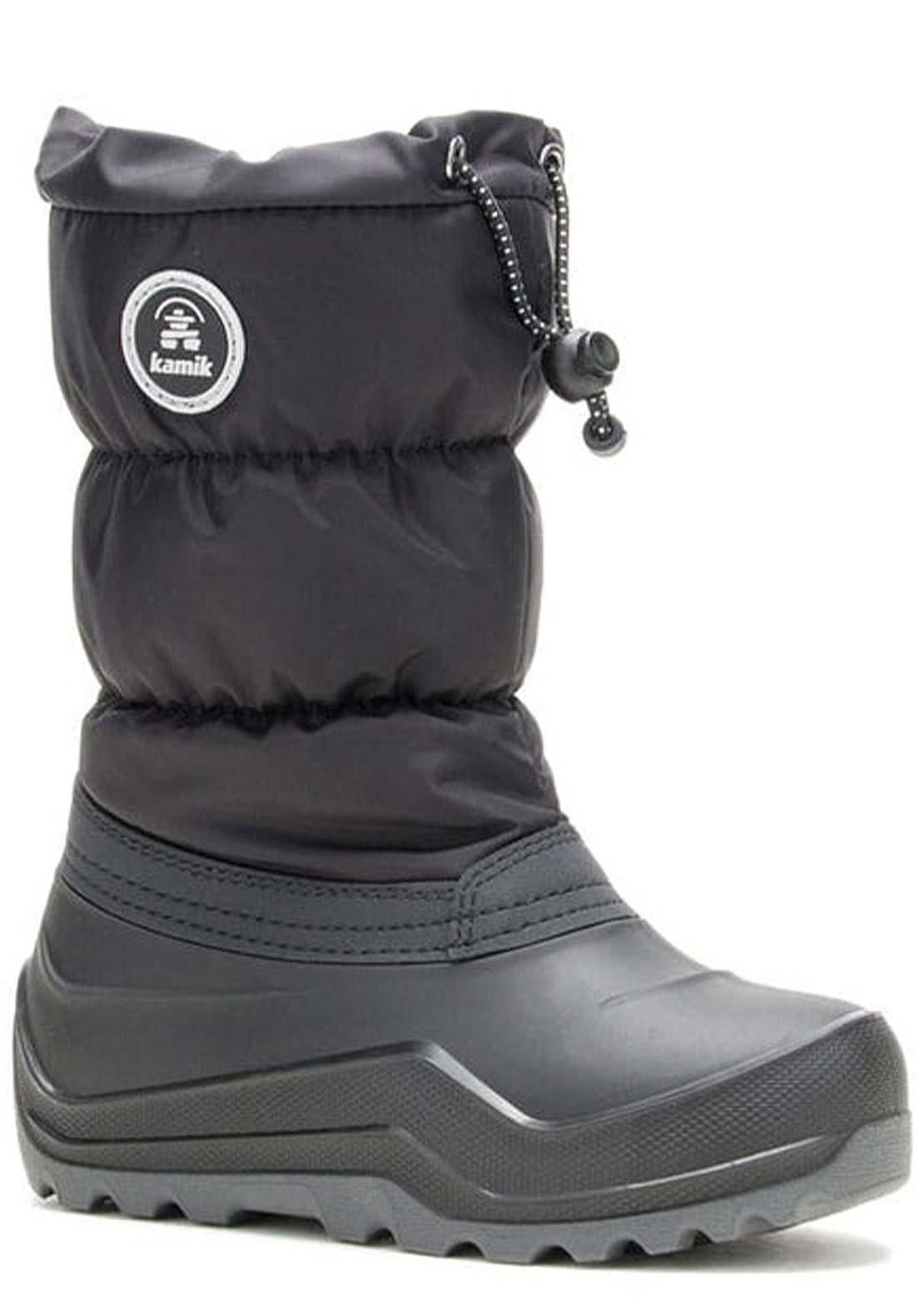 Kamik Junior Snowcozy Waterproof Nylon and Synthetic Leather Winter Boots Black