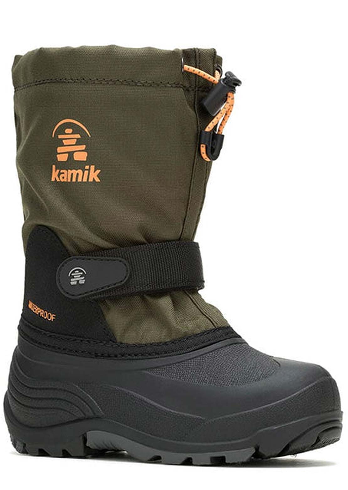 Kamik Toddler Waterbug 5 Waterproof Nylon Winter Boots Dark Olive