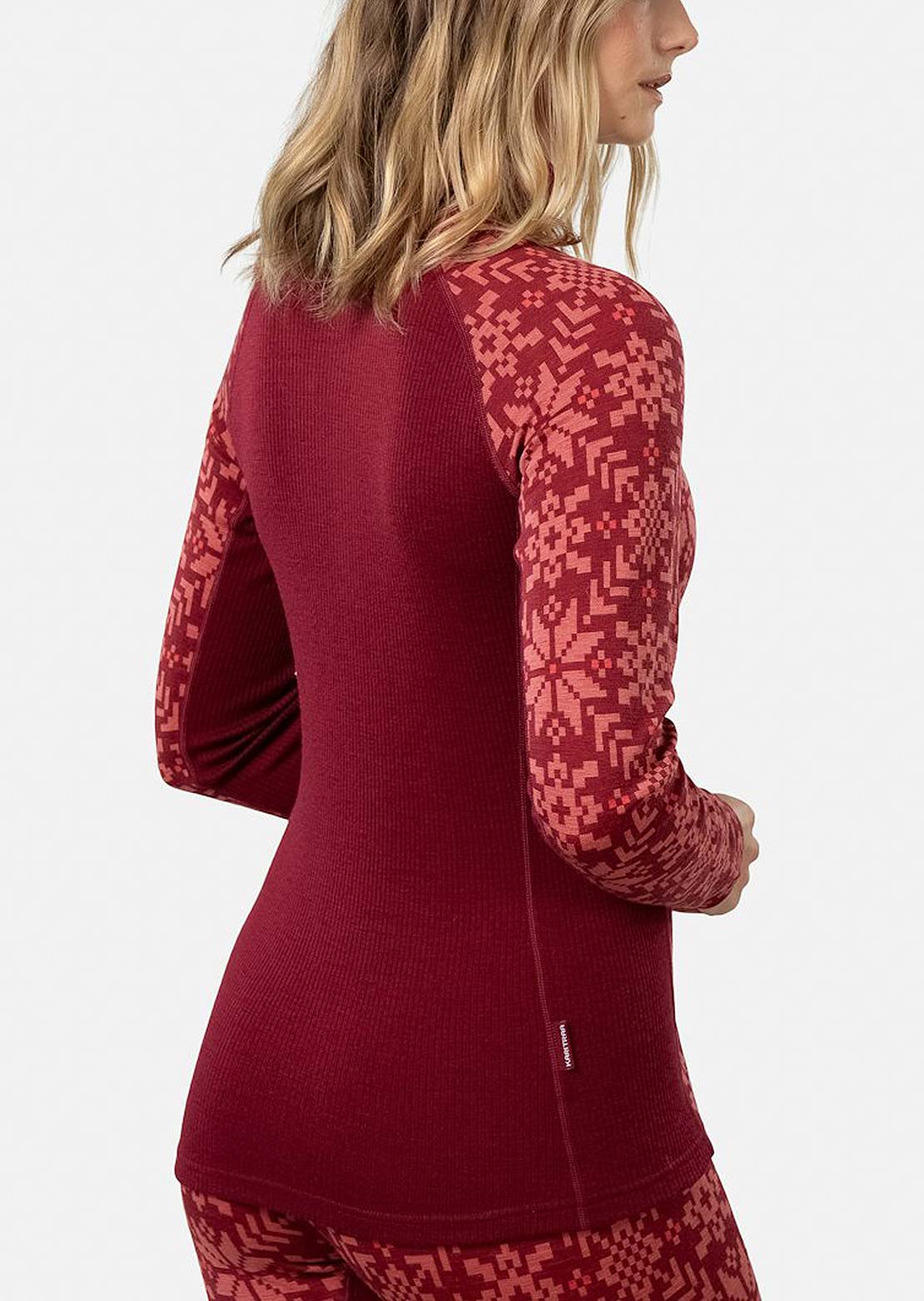 KARI TRAA Women&#39;s Edith Half Zip Long Sleeve Burgundy Red