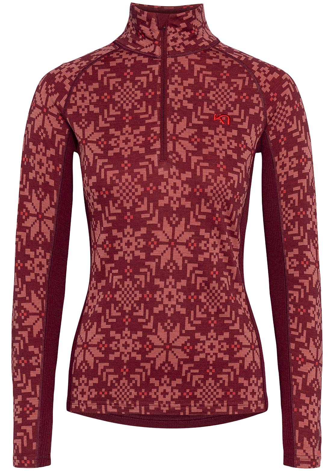 KARI TRAA Women&#39;s Edith Half Zip Long Sleeve Burgundy Red
