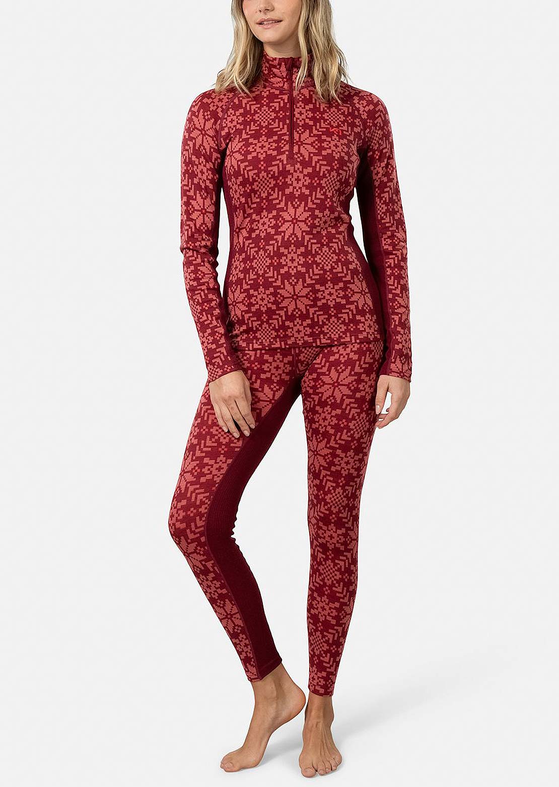 KARI TRAA Women&#39;s Edith Half Zip Long Sleeve Burgundy Red