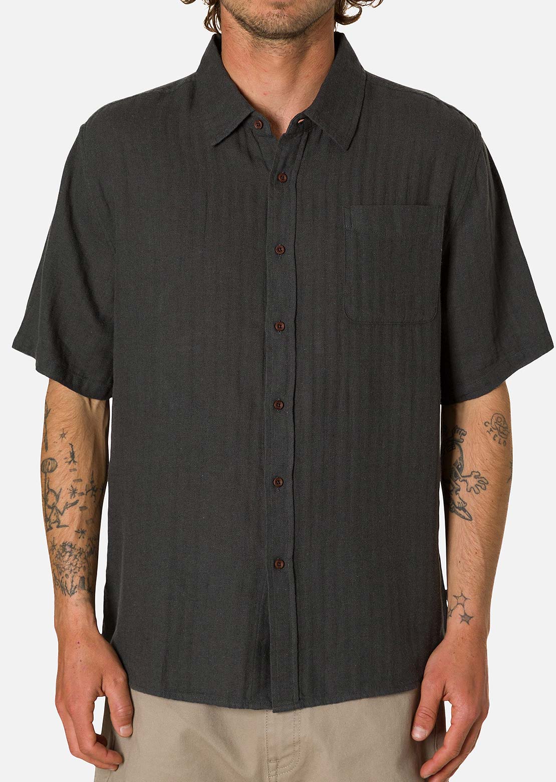 Katin Men's Alan Soild Button Up Shirt Black Wash