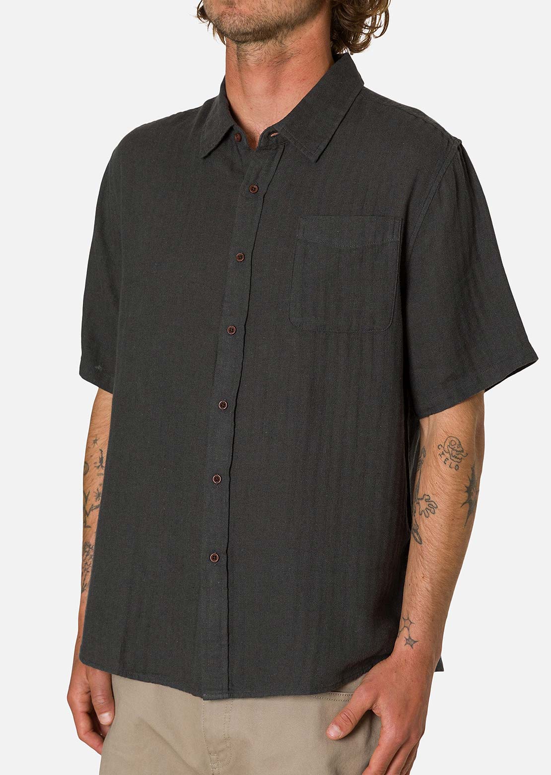 Katin Men's Alan Soild Button Up Shirt Black Wash