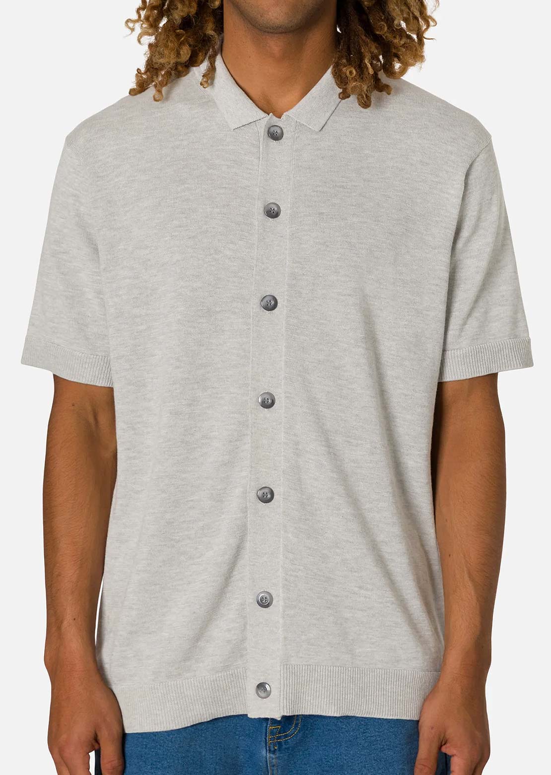 Katin Men's Blake Knit Button Up Shirt Neutral Grey