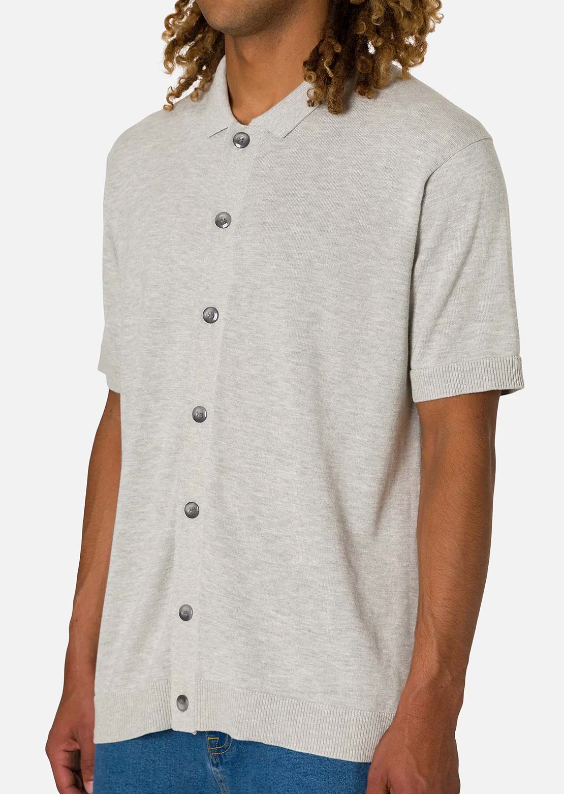Katin Men's Blake Knit Button Up Shirt Neutral Grey