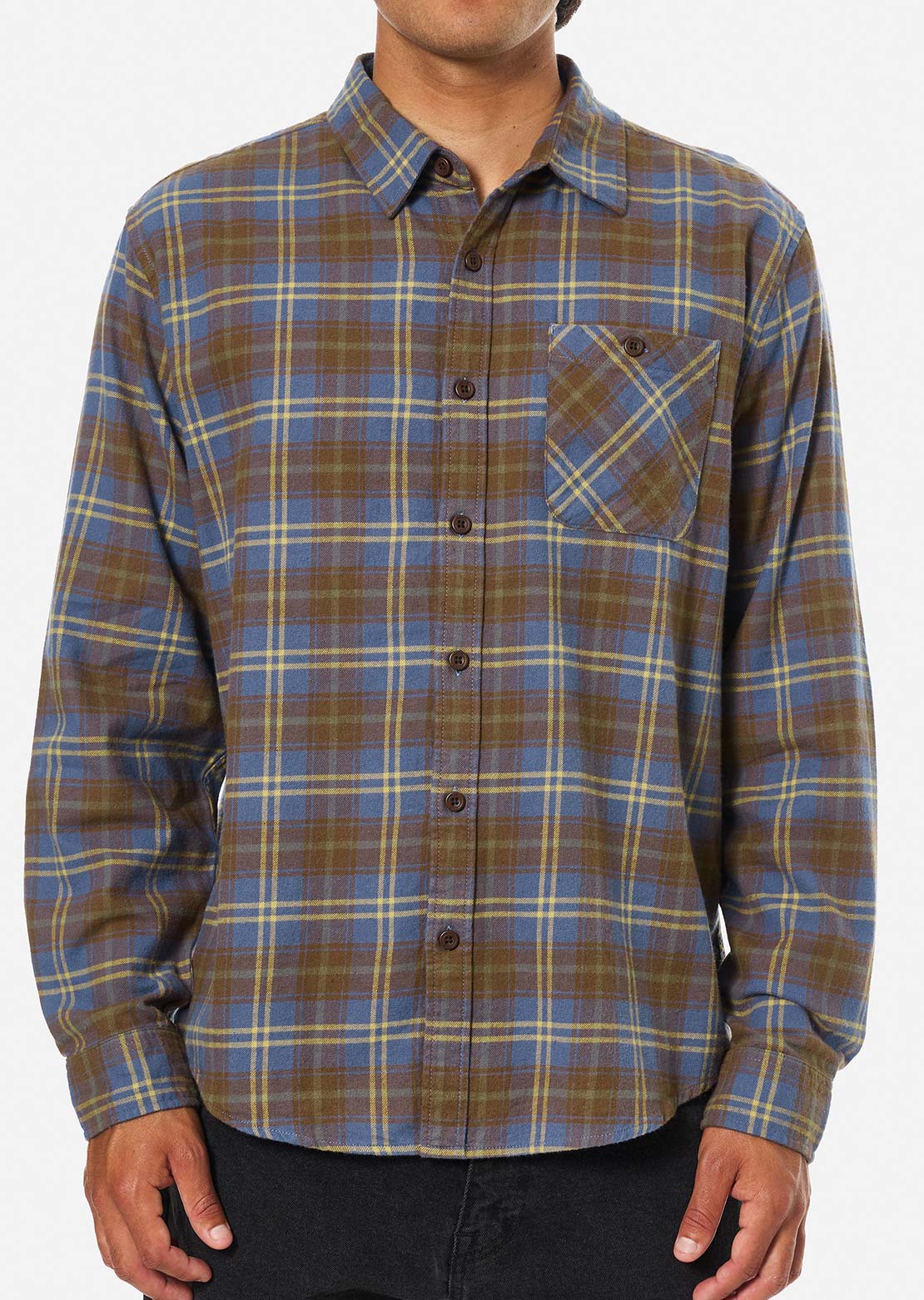 Katin Men's Derek Flannel Button Up Shirt Washed Blue