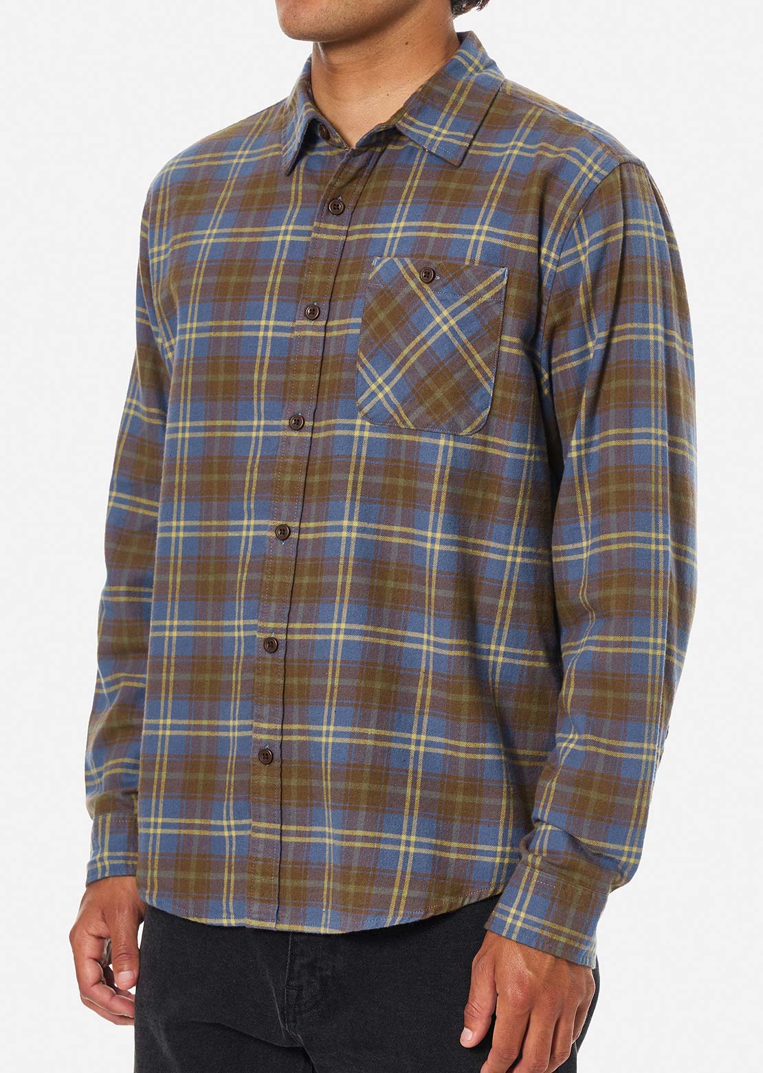 Katin Men's Derek Flannel Button Up Shirt Washed Blue